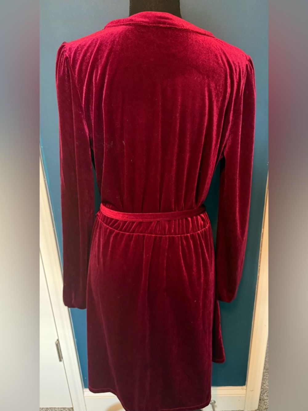 Draper James Velvet Dress In Rich Burgundy View 3